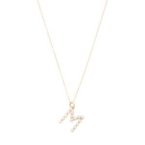 ORIANA COLLECTION 14kt Gold Freshwater Pearl Initial Necklace - Letter M
